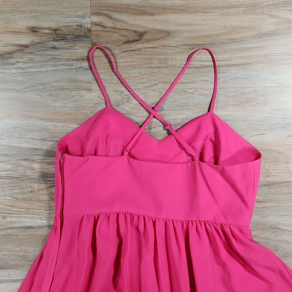 🔹️Anthropologie Badgley Mischka Hot Pink Spaghetti Strap Maxi Dress Size 6 - Picture 6 of 11